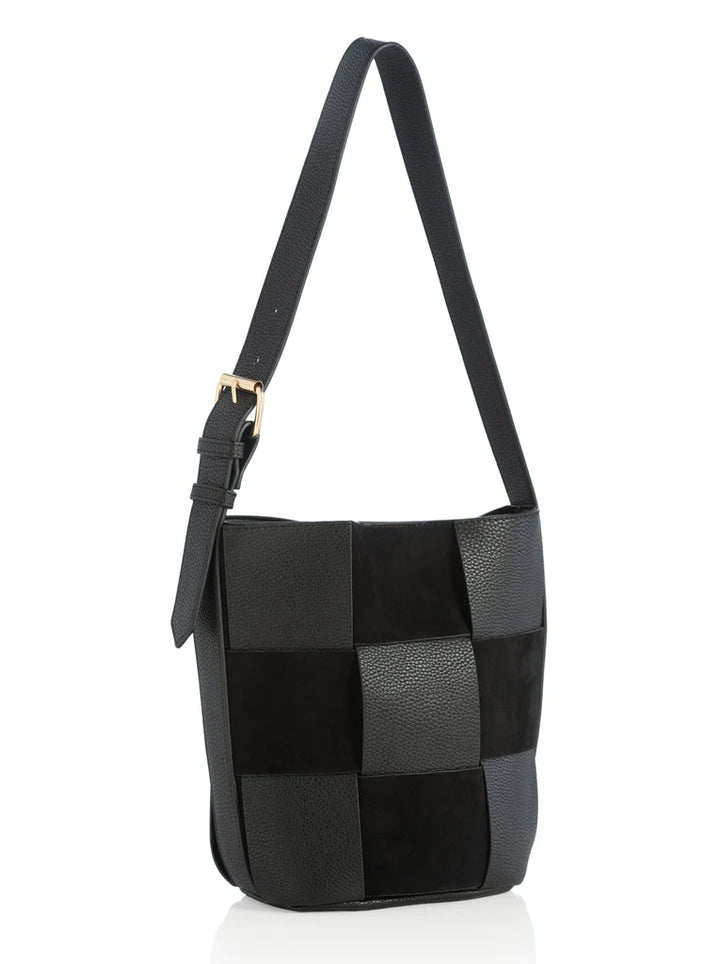 Verona Woven Bucket Bag - Black