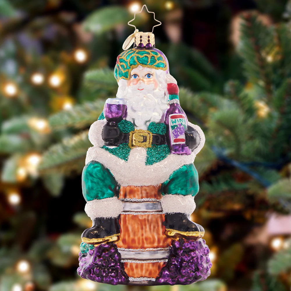 Christopher Radko - Time for Fine Wine Santa Ornament