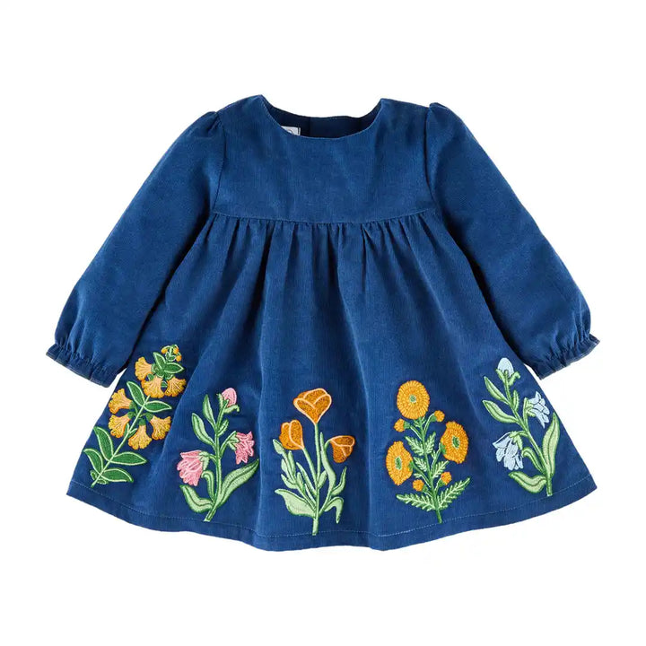 Girl's Fall Floral Embroidered Dress