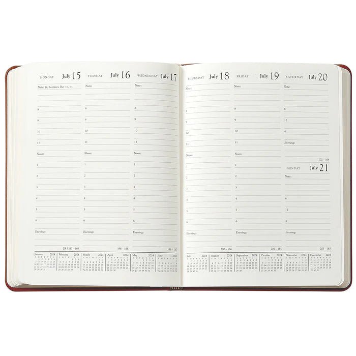 2024 Desk Diary - British Tan Traditional Leather