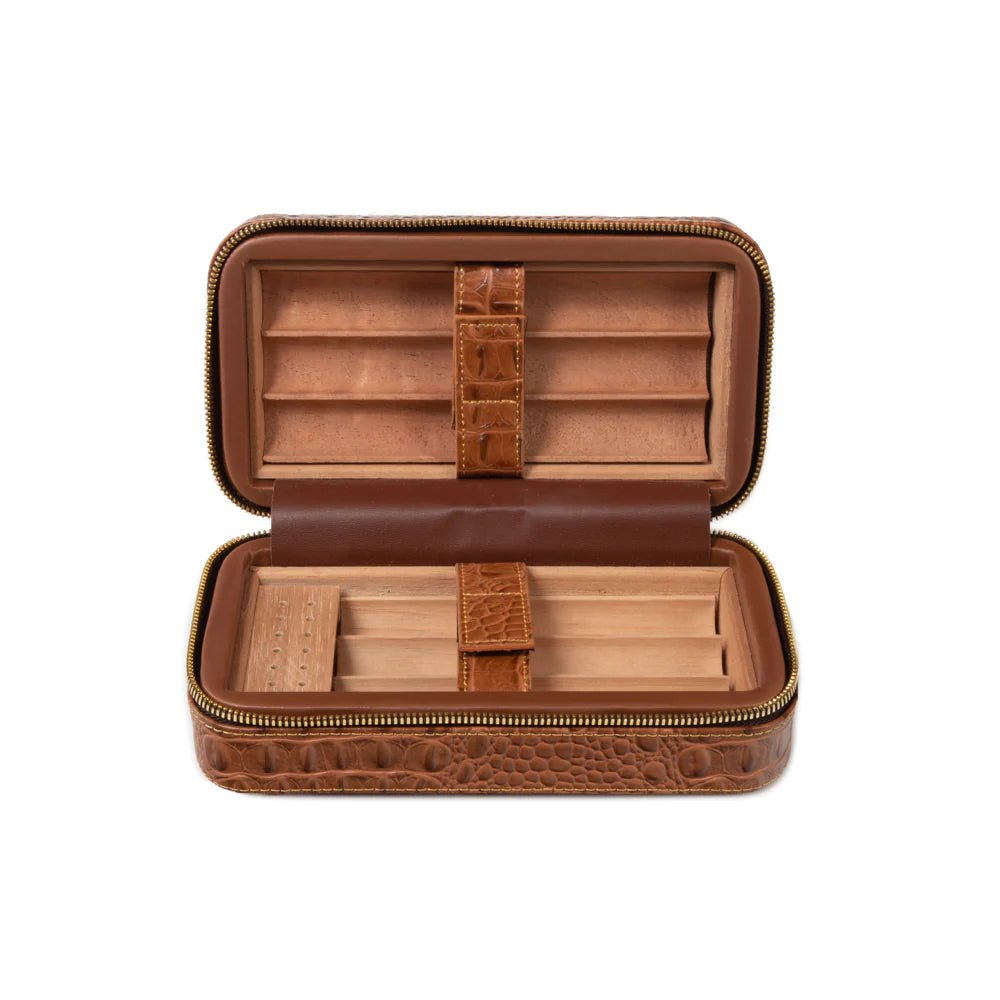 Cigar Travel Humidor Case - Brown Croc