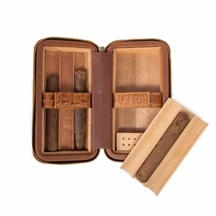 Cigar Travel Humidor Case - Brown Croc