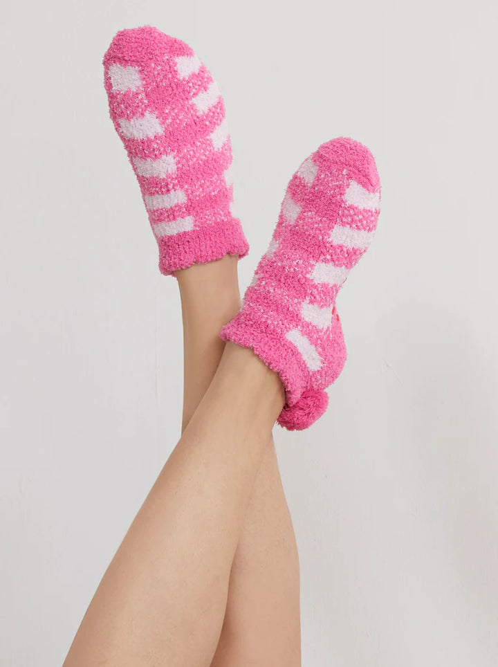 Plaid Home Socks - Fuchsia