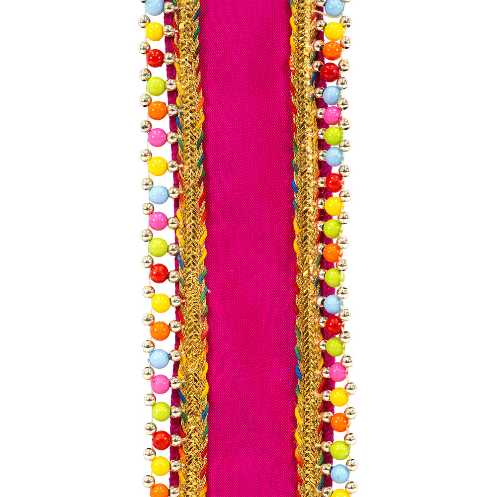 Fuchsia Beaded Candy Edge Wired-Edge Ribbon