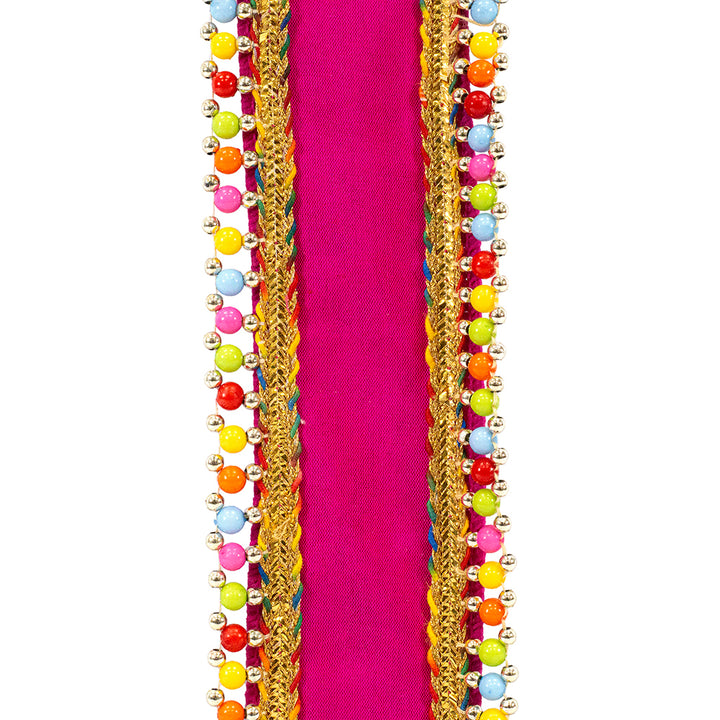 Fuchsia Beaded Candy Edge Wired-Edge Ribbon