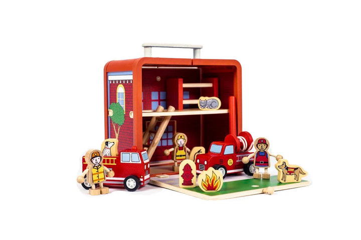 Jack Rabbit Creations - Firehouse Suitcase Toy Set