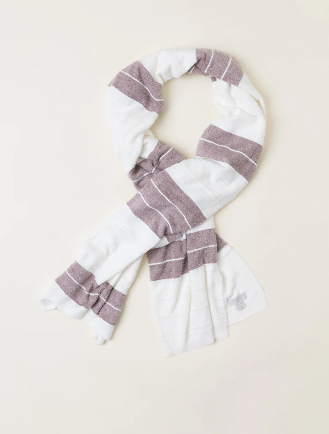 Barefoot Dreams - CozyChic Lite® Pinched Stripe Blanket Scarf - Pearl / Deep Taupe