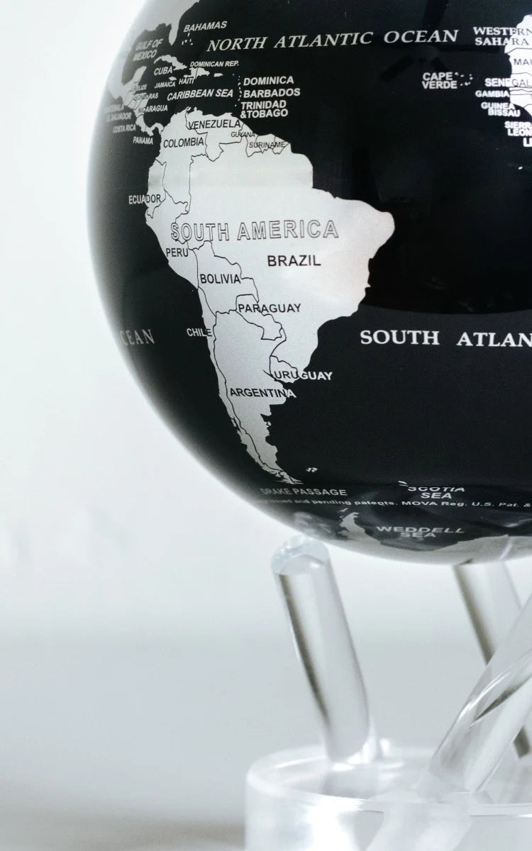 Mova Globes - Black and Silver Revolving Globe