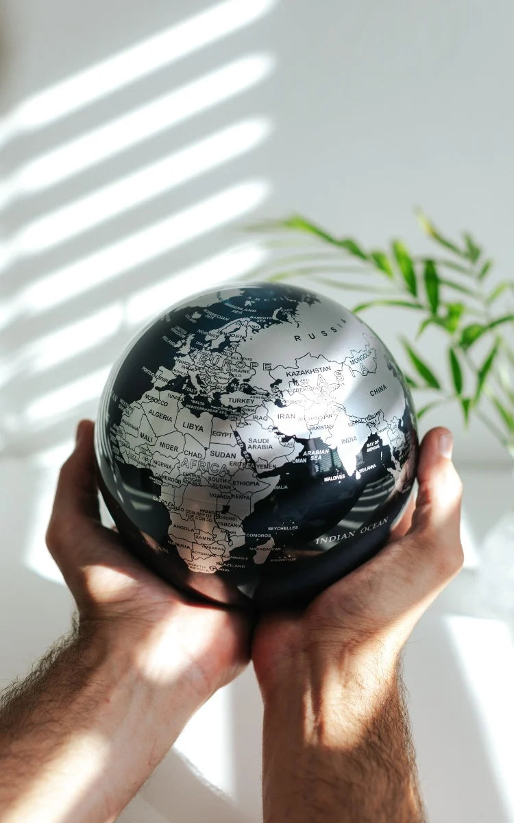 Mova Globes - Black and Silver Revolving Globe