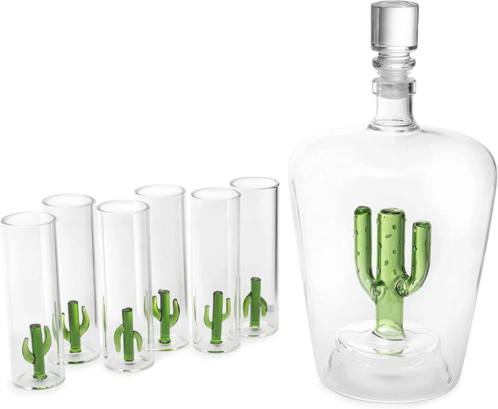 The Wine Savant - Cactus Decanter and Shot Glass Set