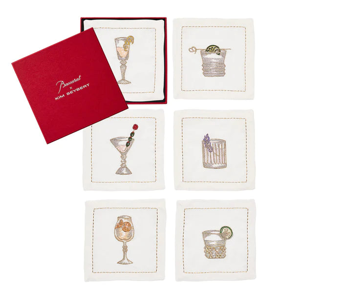 Baccarat x Kim Seybert - Assorted Drinks Cocktail Napkin Set