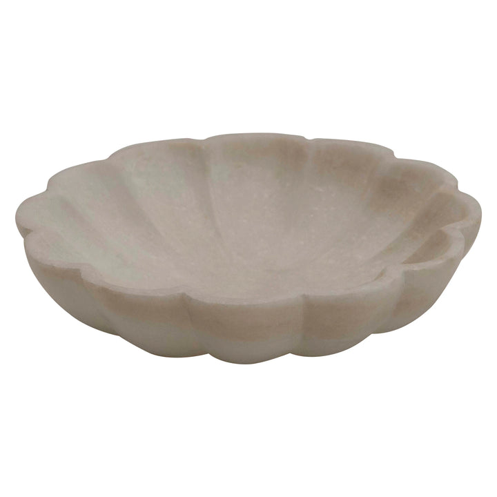 Carved Marble Flower Shaped Dish