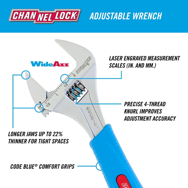 Channellock WIDEAZZ Adjustable Wrench - 8 in.