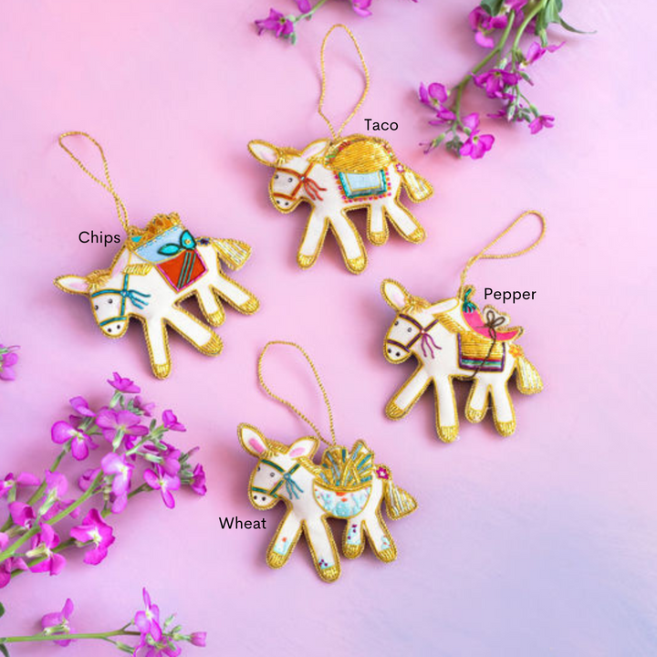 Glitterville - Beaded Burro Ornament