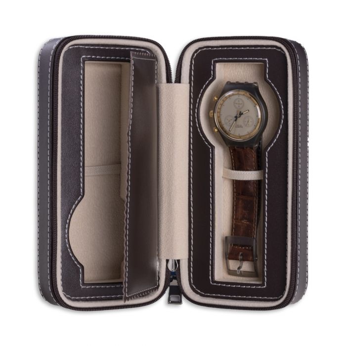 Davidson Leather Double Watch Travel Case