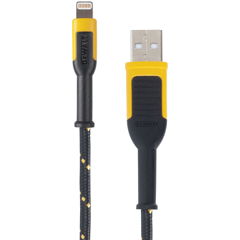 DeWalt Lightning to USB Charge and Sync Cable 6 ft. - Black/Yellow