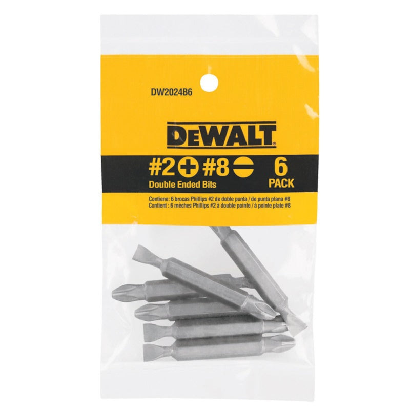 DeWalt Phillips/Slotted #2/#8 Double-Ended Screwdriver Bit - 6 pc