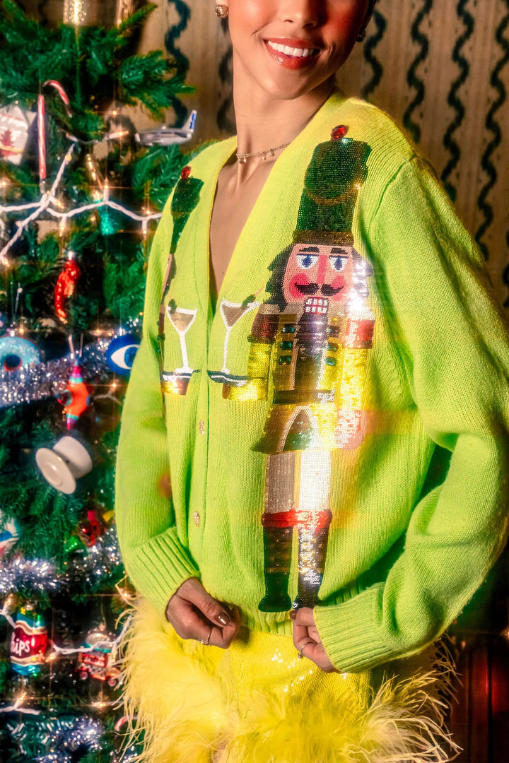 Queen of Sparkles - Pale Green Martini Nutcracker Cardigan