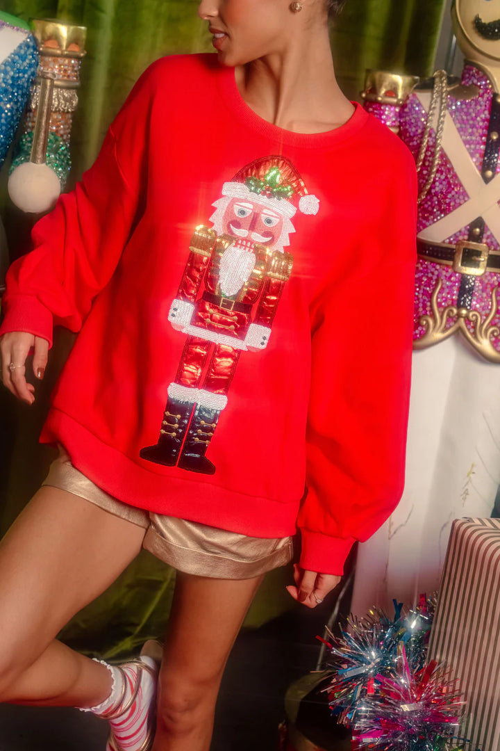 Queen of Sparkles - Red Santa Nutcracker Sweatshirt