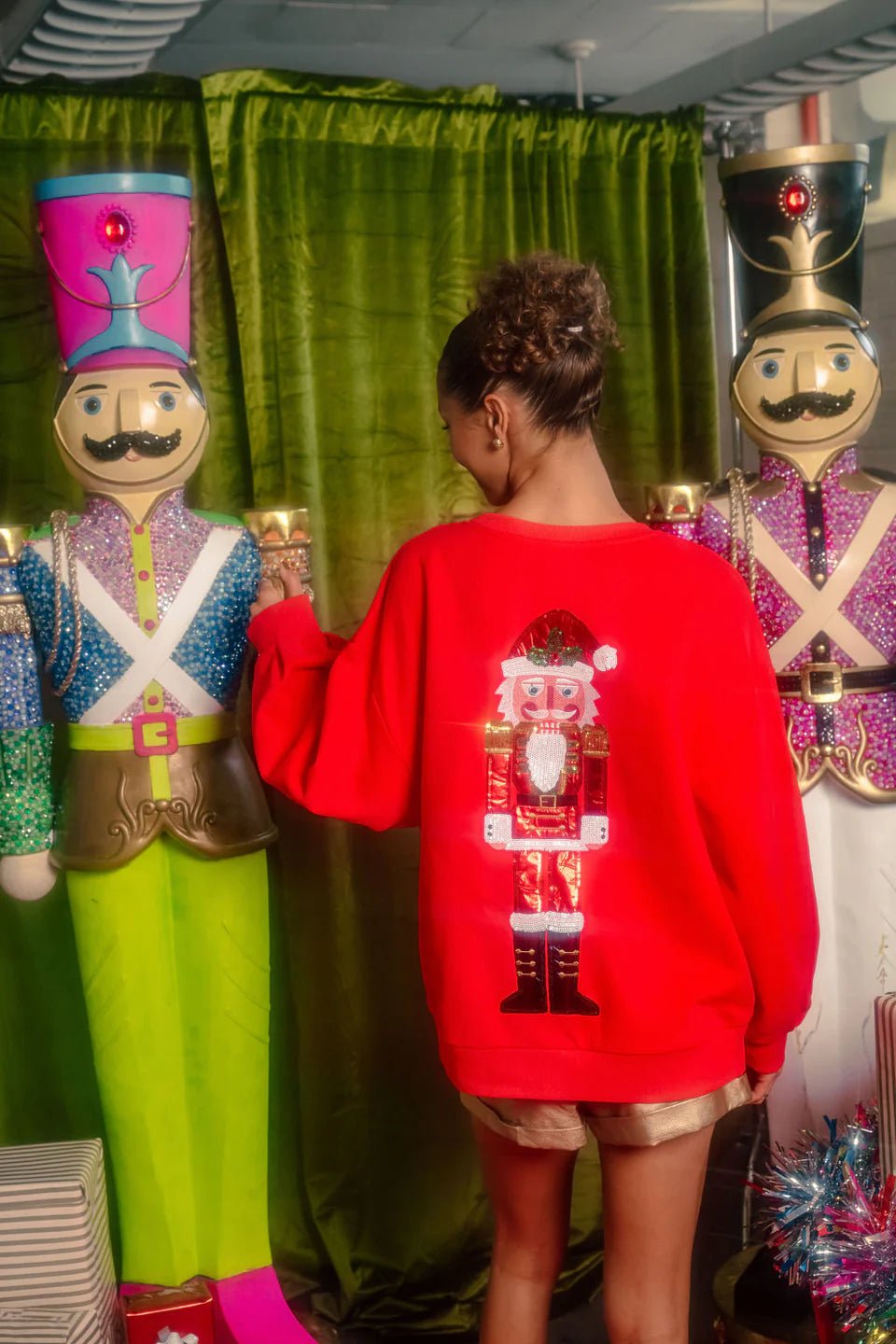 Queen of Sparkles - Red Santa Nutcracker Sweatshirt