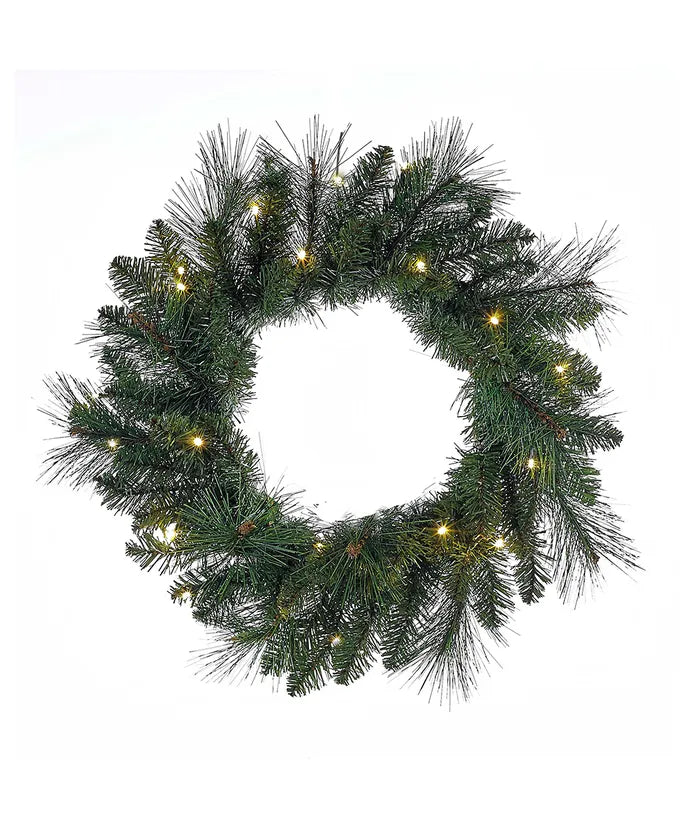 Pre-Lit Battery-Operated Green Wreath