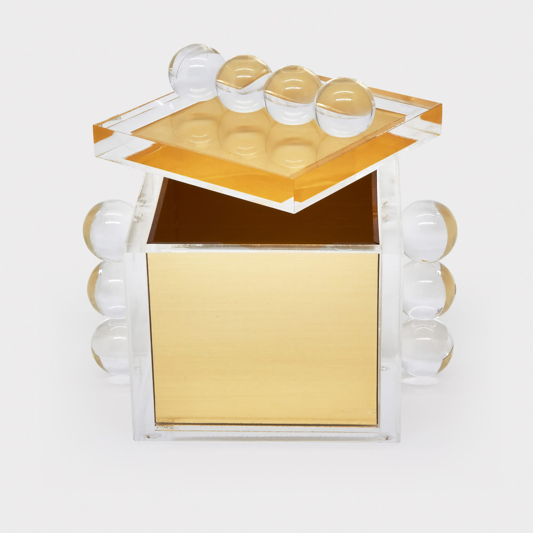 Gold and Clear Lucite Bubble Trinket Box