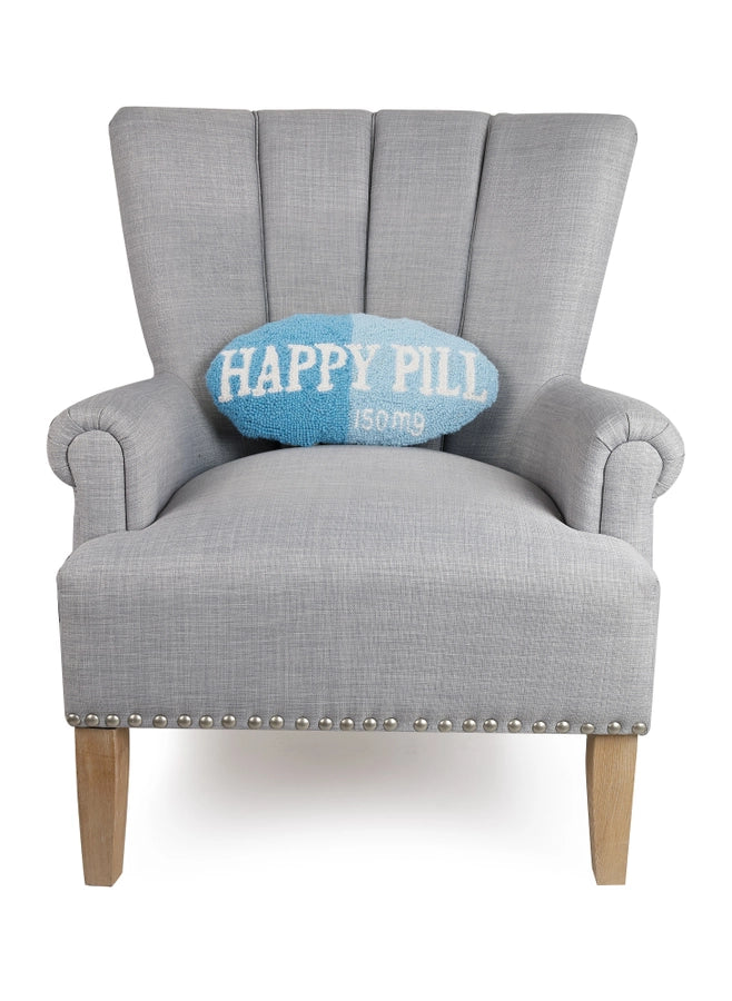 Blue Happy Pill Hook Pillow