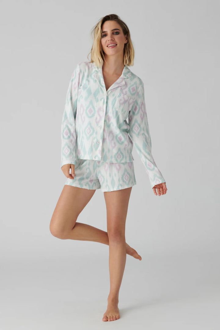 P.J. Salvage - Ikat Watercolor Long-Sleeve Top & Shorts