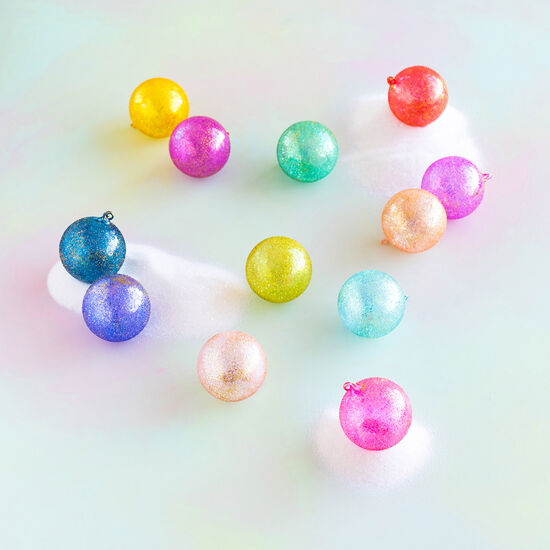 Glitterville - Rainbow Stubble Ball Ornament