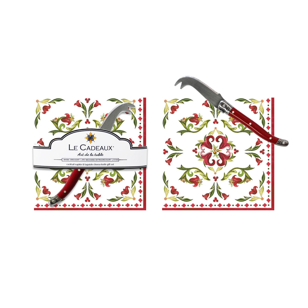 Le Cadeaux - Cocktail Napkin & Cheese Knife Gift Set - Vischio