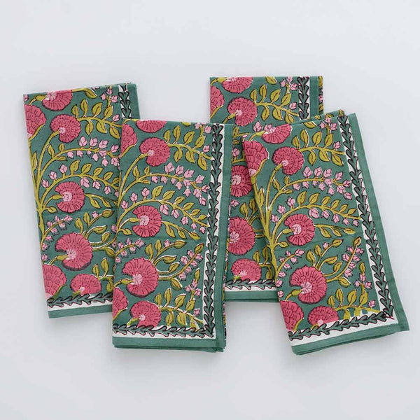 Phlox Green Tea Towels Pomegranate