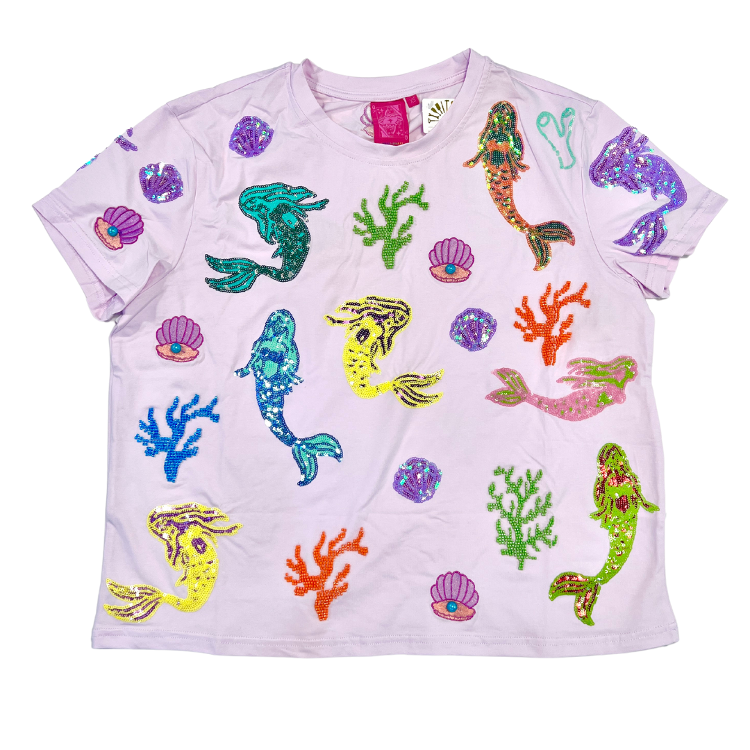 Queen of Sparkles - Sequin Mermaid and Sea Lavender T-Shirt