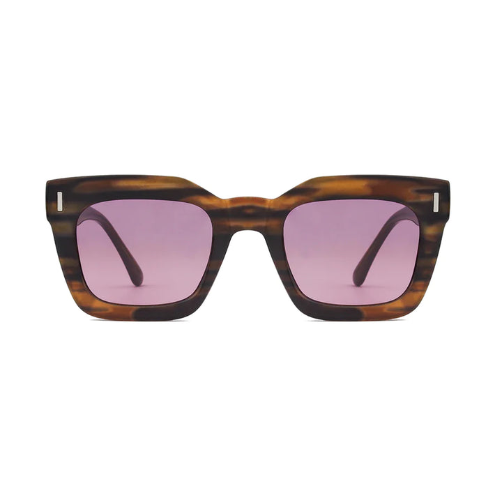 Ryan Simkhai Eyeshop - Polly Sunglasses - Striped Brown with Pink Lens