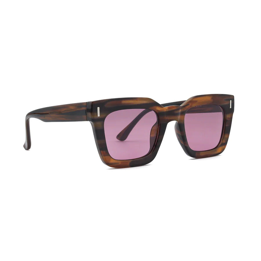 Ryan Simkhai Eyeshop - Polly Sunglasses - Striped Brown with Pink Lens