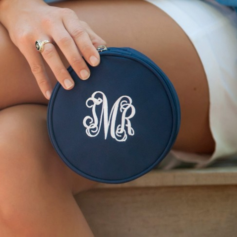 Navy Round Jewelry Case