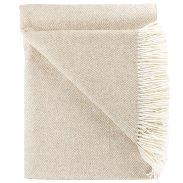 Prince of Scots - Southampton Herringbone Throw Blanket - Linen