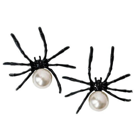 Spooky Spider & Pearl Earrings