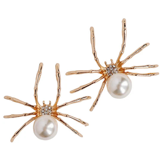 Spooky Spider & Pearl Earrings