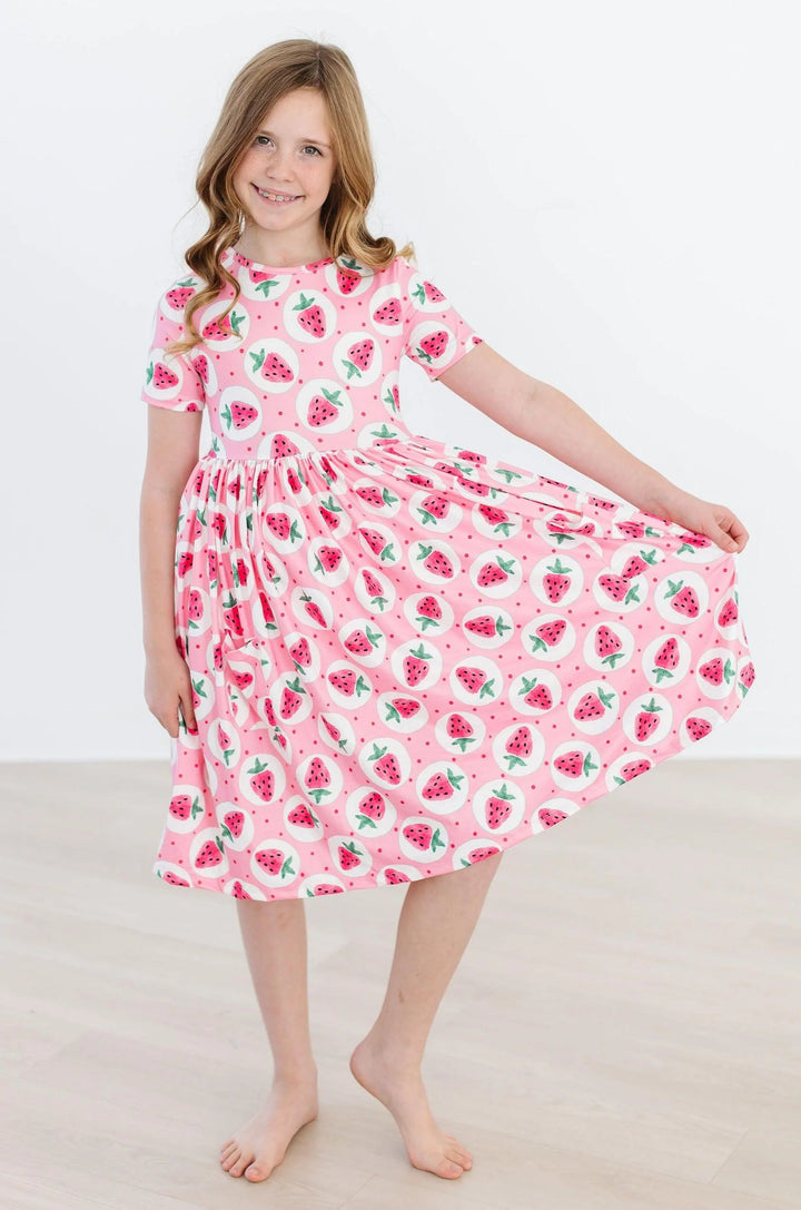 Mila & Rose - Girl's Strawberry Fields Short-Sleeve Twirl Dress