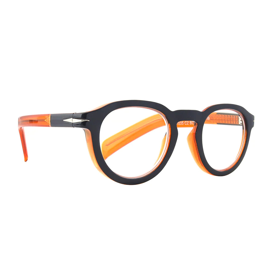 Ryan Simkhai Eyeshop - Theodore Readers - Navy & Transparent Orange