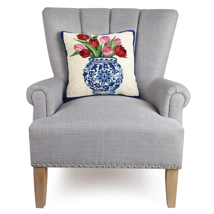 Chinoiserie Tulip Vase Hook Pillow