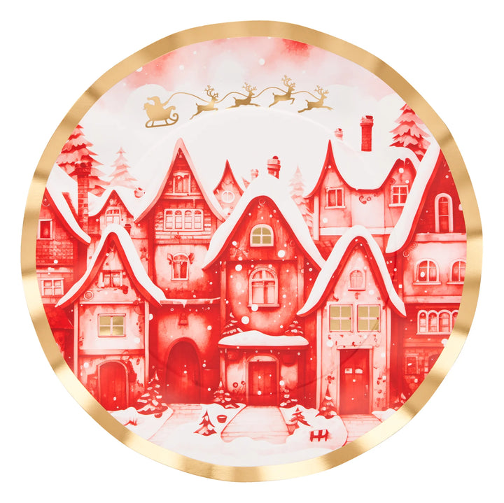 Sophistiplate - Christmas Village Wavy Paper Plates