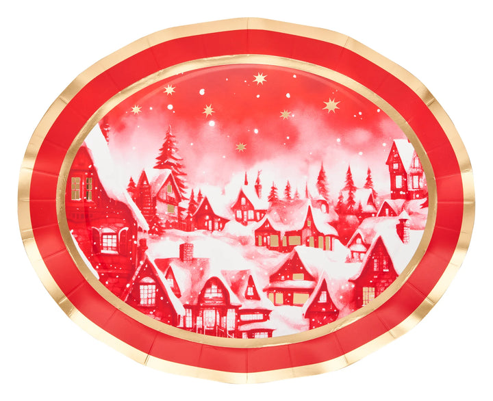 Sophistiplate - Christmas Village Wavy Paper Plates