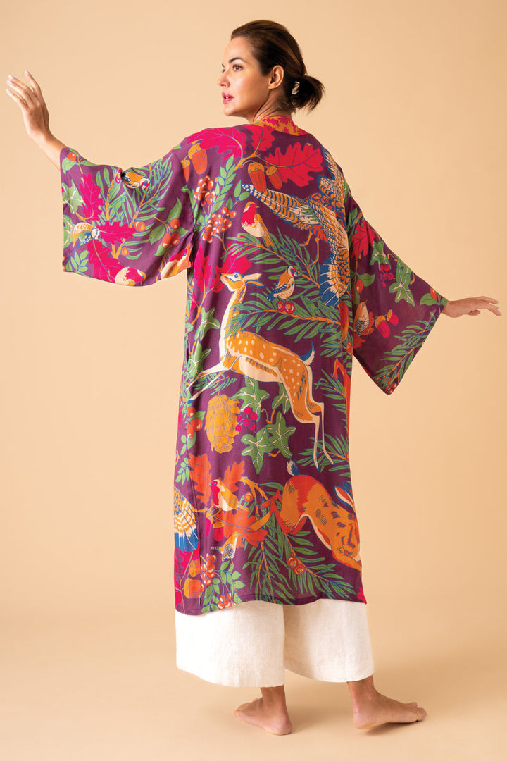 Winter Wonderland Kimono Gown in Damson Mix