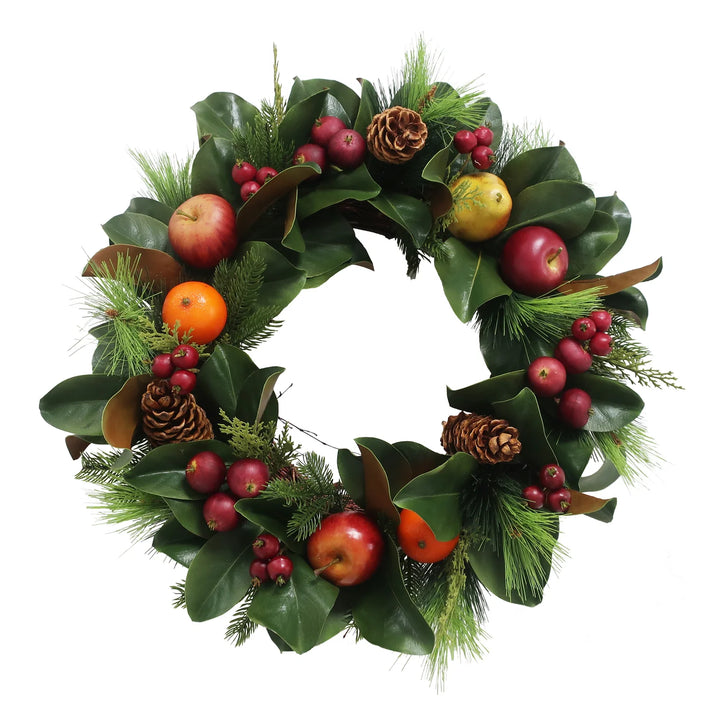 Magnolia Leaf, Fruit & Pinecone Wreath