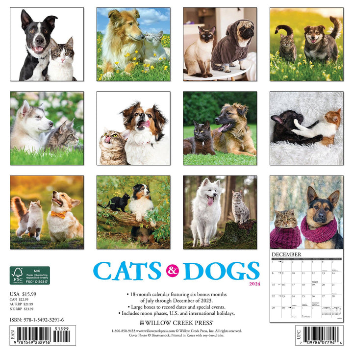 Cats & Dogs 2024 Wall Calendar