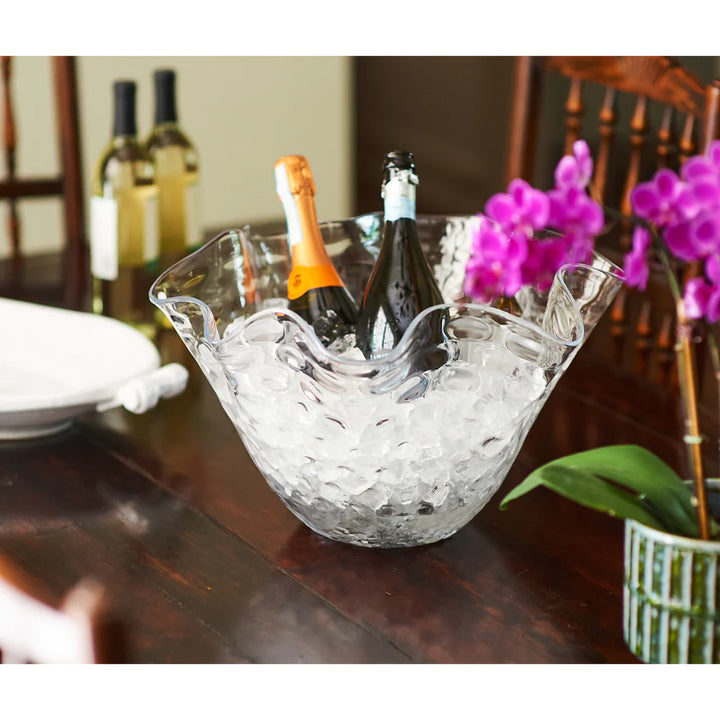 Dimpled Glass Bowl with Wavy Top