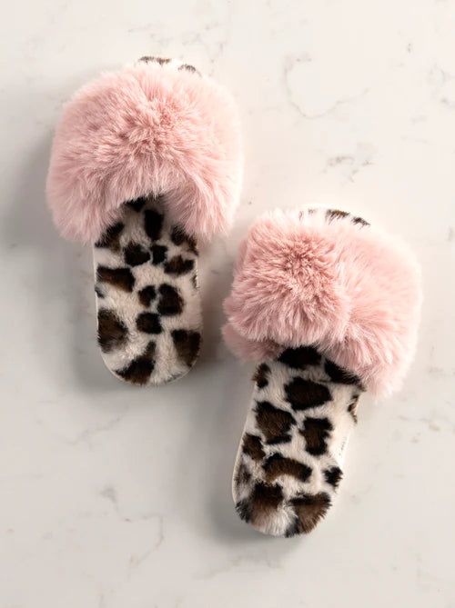 Vail Slippers - Blush & Leopard