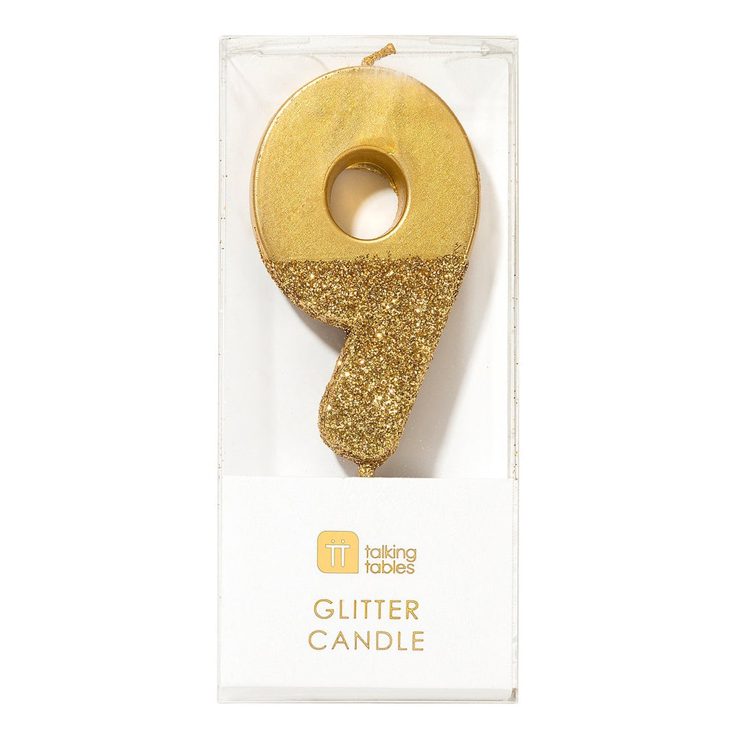 We Heart Birthday Glitter No. 9 Gold Candle