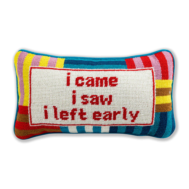 Furbish Studio - Needlepoint Pillow - "I Came, I Saw..."